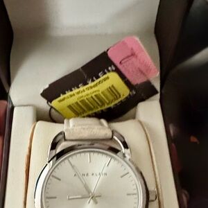 Anne Klein Silver Case with White Strap Watch